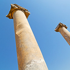 Image showing column in old  temple and theatre in ephesus   antalya turkey as