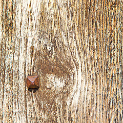 Image showing abstract texture of a brown antique wooden old door in italy   e