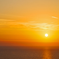 Image showing in santorini    greece sunset and the sky mediterranean red sea