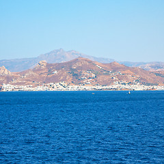 Image showing from the boat greece islands in mediterranean sea and sky