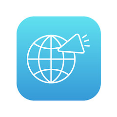 Image showing Globe with loudspeaker line icon.