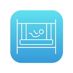 Image showing Baby laying in crib line icon.