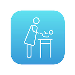 Image showing Mother taking care of baby line icon.