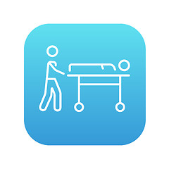 Image showing Man pushing stretchers line icon.