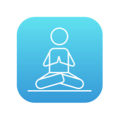 Image showing Man meditating in lotus pose line icon.