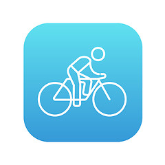 Image showing Man riding  bike line icon.