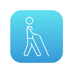 Image showing Blind man with stick line icon.