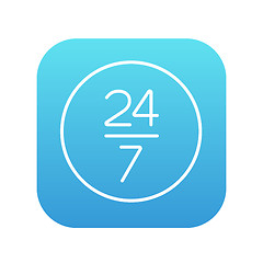 Image showing Open 24 hours and 7 days in wheek sign line icon.