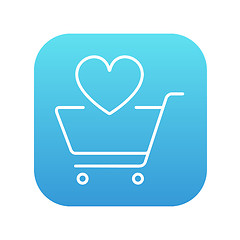 Image showing Shopping cart with heart line icon.