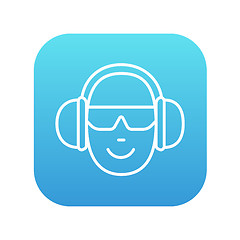 Image showing Man in headphones line icon.