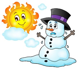 Image showing Melting snowman theme image 1