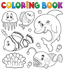 Image showing Coloring book ocean fauna topic 1