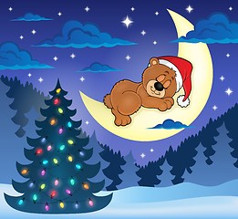 Image showing Christmas sleeping bear theme image 1