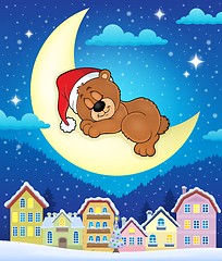 Image showing Christmas town with sleeping bear