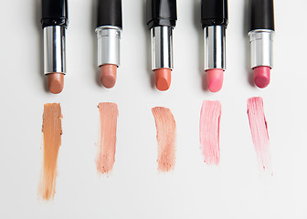 Image showing close up of lipsticks range