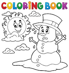 Image showing Coloring book melting snowman 1
