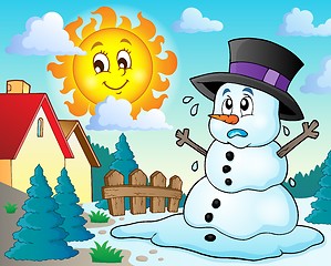 Image showing Melting snowman theme image 2