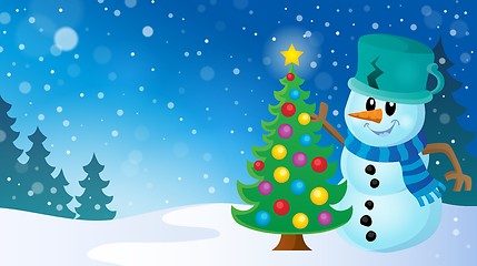 Image showing Christmas snowman theme image 8