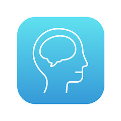 Image showing Human head with brain line icon.