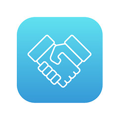 Image showing Handshake and successful real estate transaction line icon.