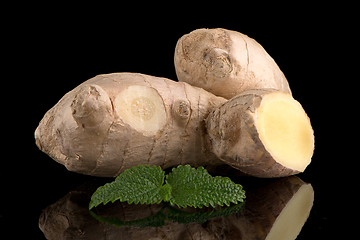 Image showing Ginger root on black