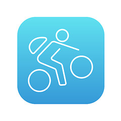 Image showing Man riding bike line icon.