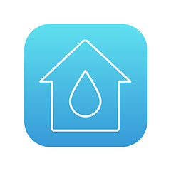 Image showing House with water drop line icon.