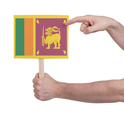 Image showing Hand holding small card - Flag of Sri Lanka