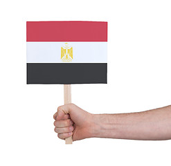 Image showing Hand holding small card - Flag of Egypt