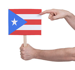 Image showing Hand holding small card - Flag of Puerto Rico