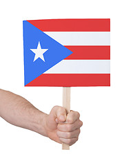 Image showing Hand holding small card - Flag of Puerto Rico