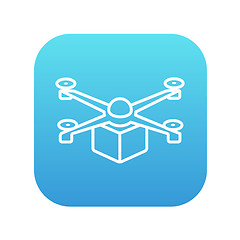Image showing Drone delivering package line icon.