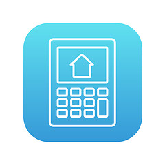 Image showing Calculator with house on display line icon.