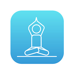 Image showing Man meditating in lotus pose line icon.