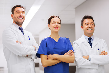 Image showing happy group of medics or doctors at hospital