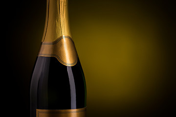 Image showing close up of champagne bottle with blank label