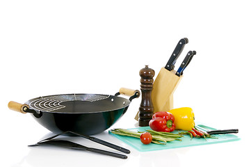 Image showing Preparing wok