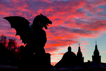 Image showing Dragon bridge, Ljubljana, Slovenia, Europe.