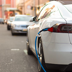 Image showing Electric Car in Charging Station.