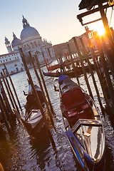 Image showing Gondolas in Grand Canal of Vienice, Italy.