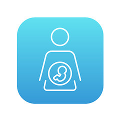 Image showing Baby fetus in mother womb line icon.