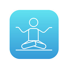 Image showing Man meditating in lotus pose line icon.