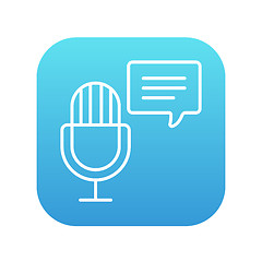 Image showing Microphone with speech square line icon.