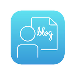 Image showing Man and sheet with word blog line icon.