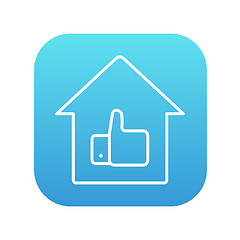 Image showing Thumb up in house line icon.