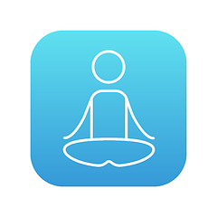 Image showing Man meditating in lotus pose line icon.