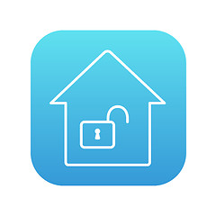 Image showing House with open lock line icon.