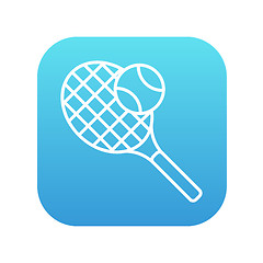 Image showing Tennis racket and ball line icon.
