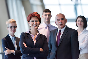 Image showing business people group, woman in front  as team leader