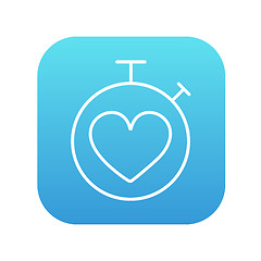 Image showing Stopwatch with heart sign line icon.